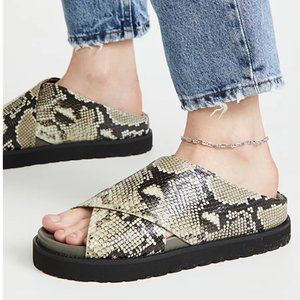 GANNI Snakeskin Embossed Leather Slide Sandals